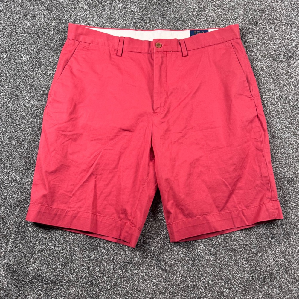 Polo Ralph Lauren Shorts 33x9" Red Stretch Classic Fit Chino Flat Front Cotton